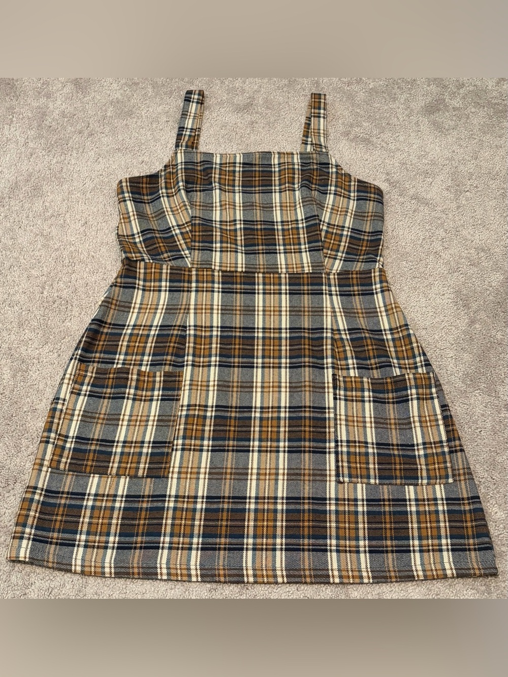 American Eagle Women’s Y2K Plaid Dress Size Large Made In Italy Front Pockets